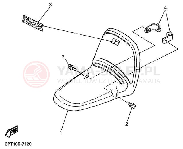 Schemat "Przedni błotnik" do Yamaha PW50J1