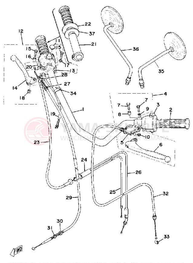 Schemat "Kierownica i osprzęt" do Yamaha RS100C