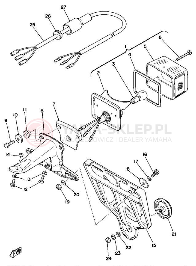 Schemat "Oświetlenie tył" do Yamaha DT100D