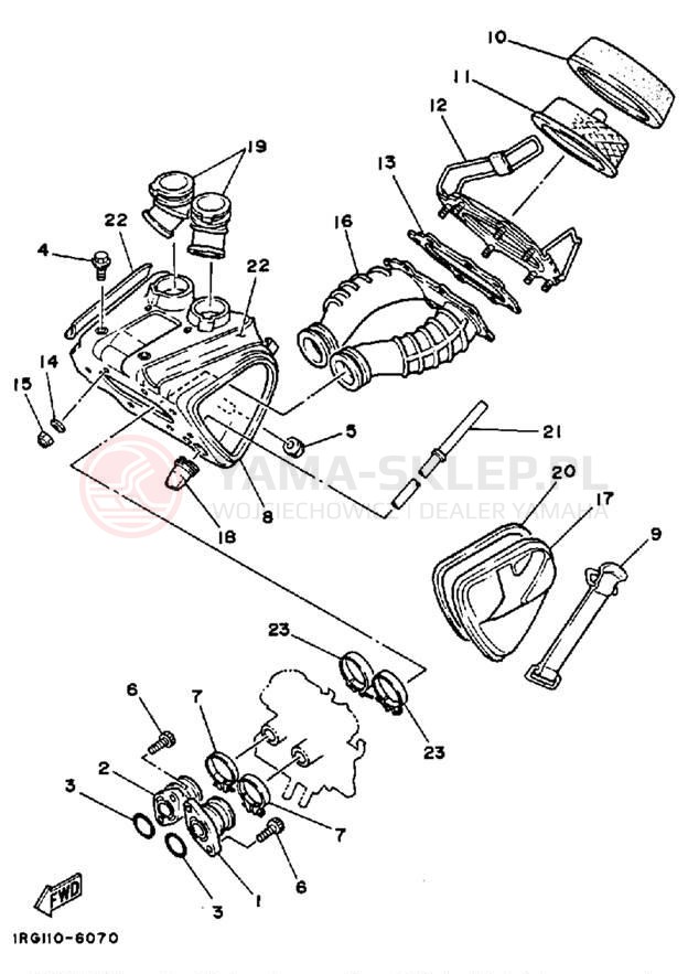 Schemat "Filtr powietrza" do Yamaha TT350T
