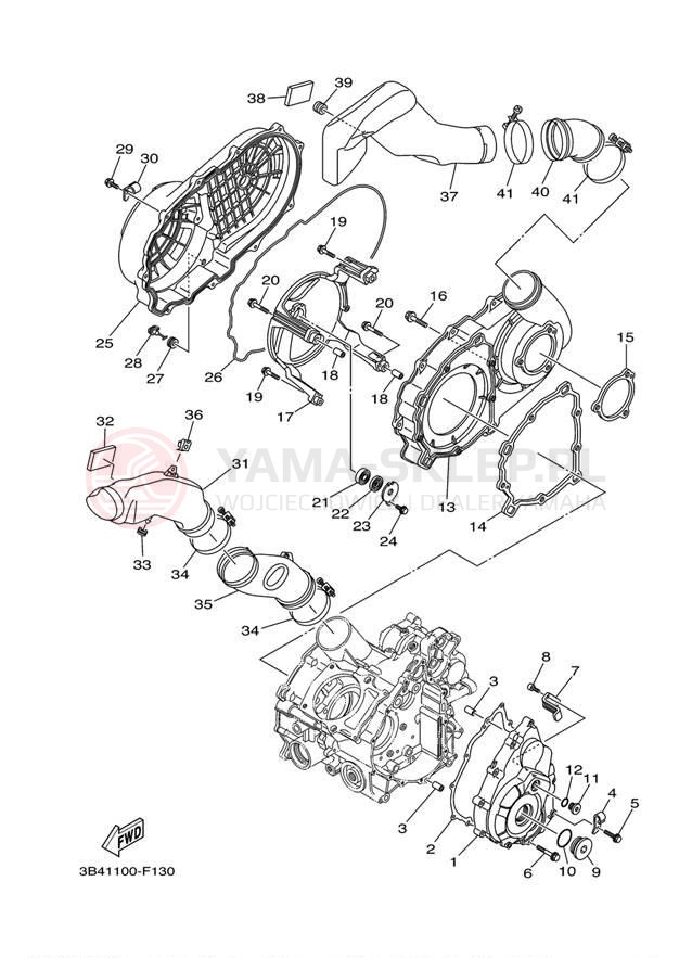 Schemat "Pokrywa silnika" do Yamaha GRIZZLY 700 HUNTER YFM7FGPHW