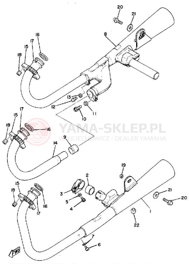 Schemat "Wydech końcowy" do Yamaha XS850SG