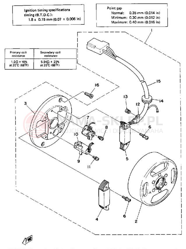 Schemat "Układ zapłonowy" do Yamaha LB50PF