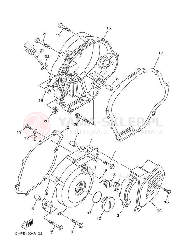 Schemat "Pokrywa silnika" do Yamaha TT-R125L TTR125LT