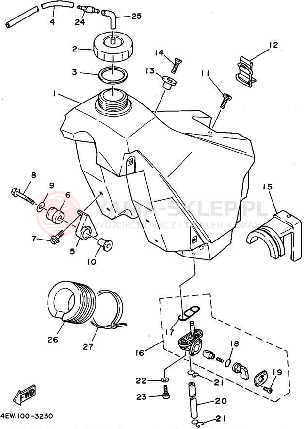Schemat "zbiornik paliwa" do Yamaha YZ250G1