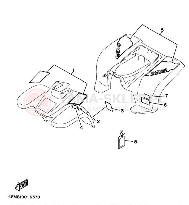 Schemat "naklejki" do Yamaha BADGER YFM80L