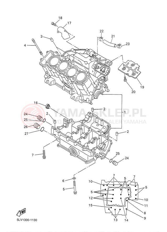 Schemat "Obudowa silnika" do Yamaha FZ1 FZS1T/FZS1TC