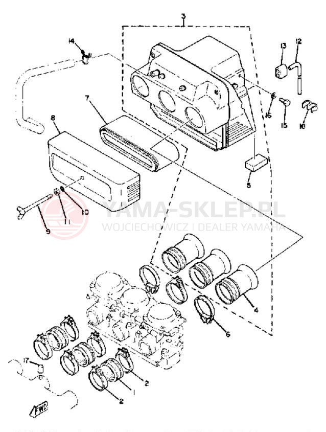 Schemat "Wtrysk paliwa" do Yamaha XS850G