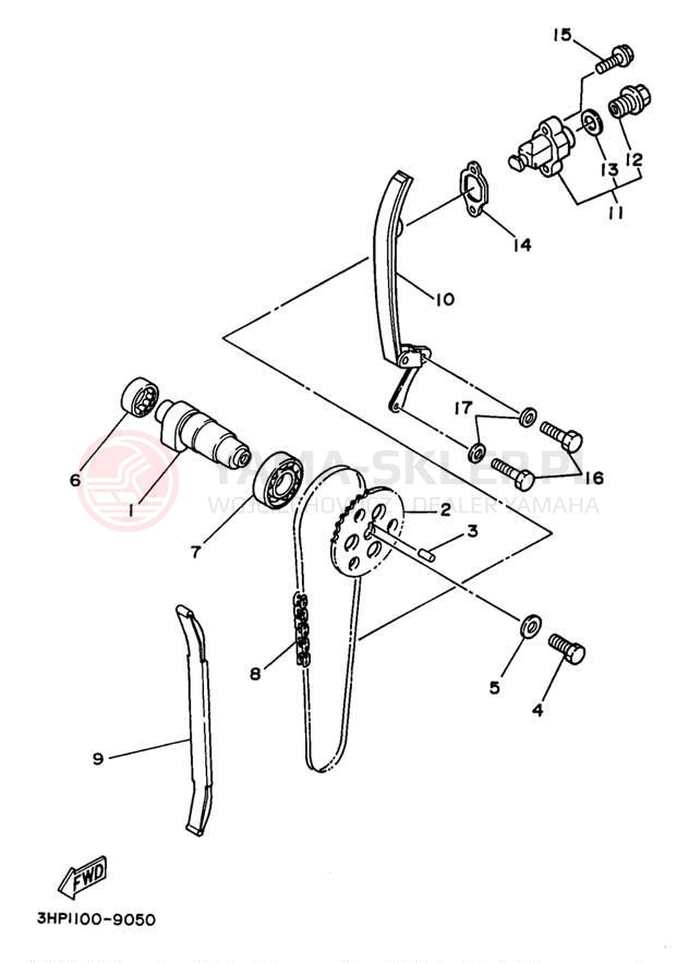 Schemat "Rozrząd - łańcuszek" do Yamaha KODIAK 4WD YFM400FWK
