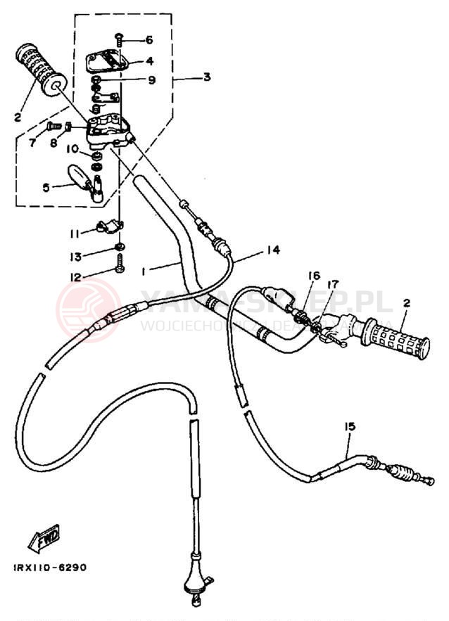 Schemat "Kierownica i osprzęt" do Yamaha YTZ250S