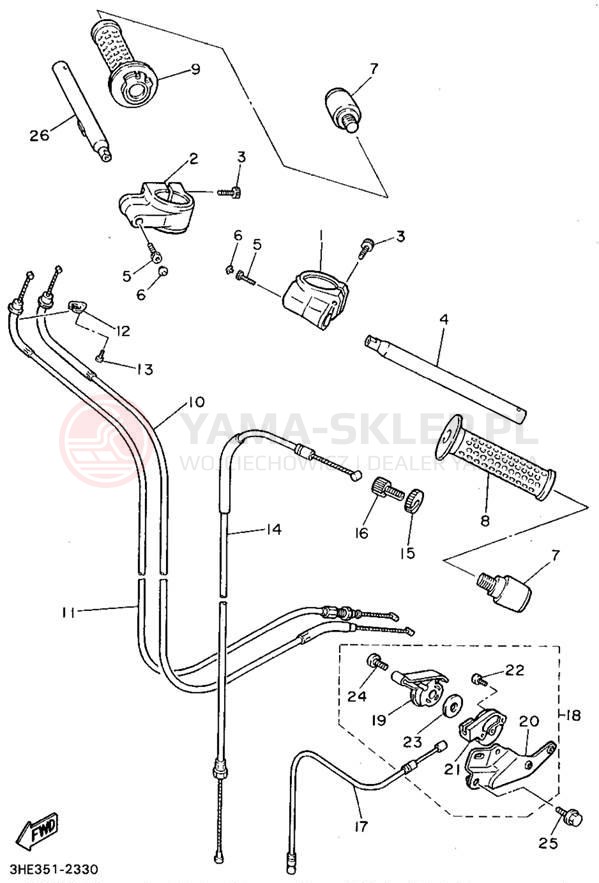 Schemat "Kierownica i osprzęt" do Yamaha FZR600RG/FZR600RGC
