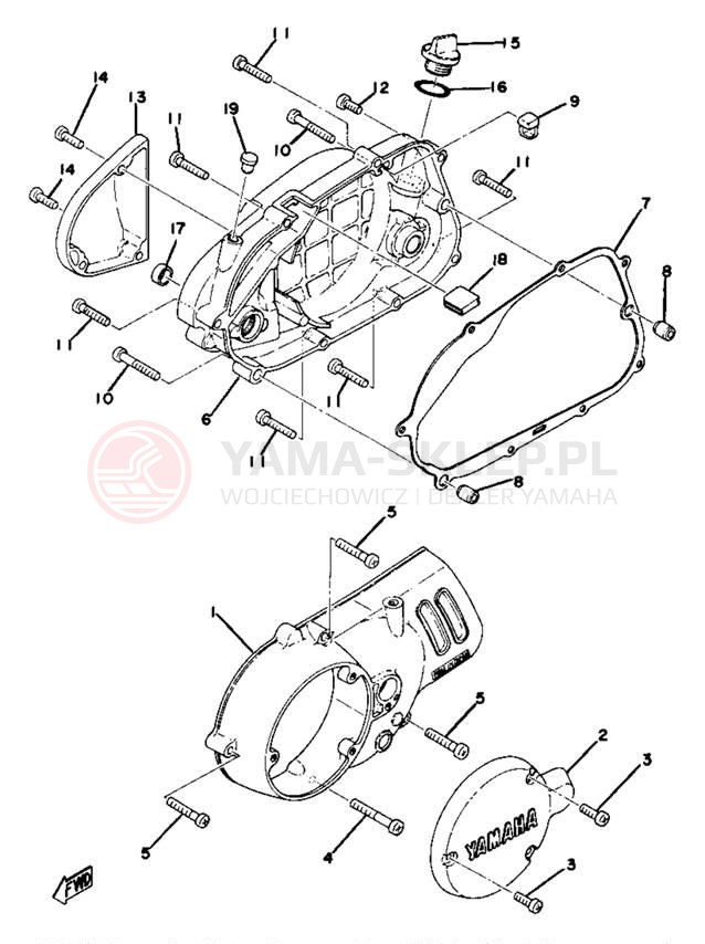 Schemat "Pokrywa silnika" do Yamaha YZ80E