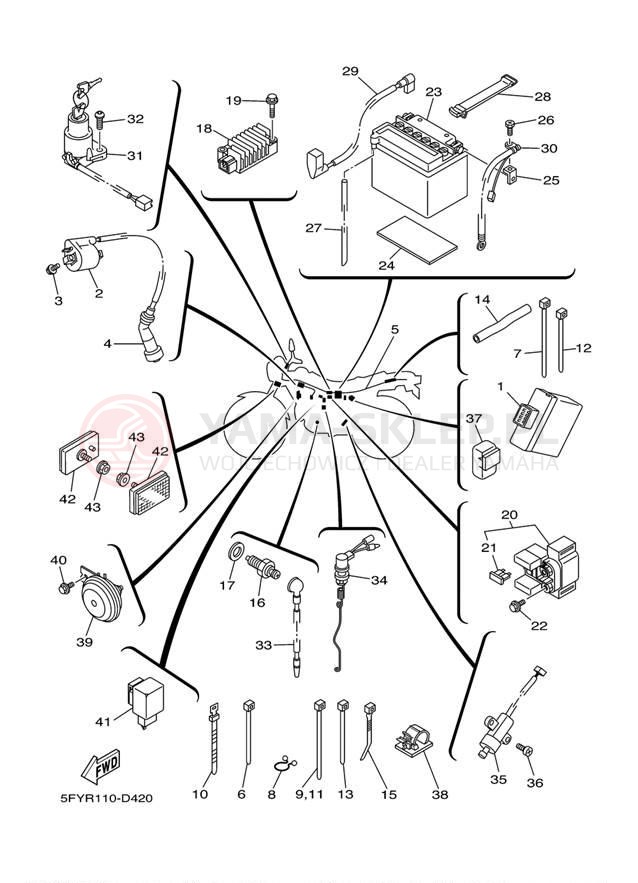 Schemat "układ elektryczny" do Yamaha TW200 TW200W1/TW200W1C