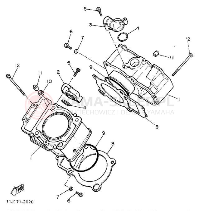 Schemat "cylinder" do Yamaha XZ550RJ