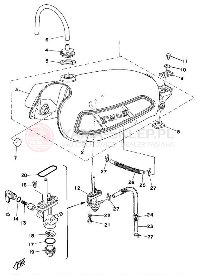 Schemat "zbiornik paliwa" do Yamaha DT400D/DT250D