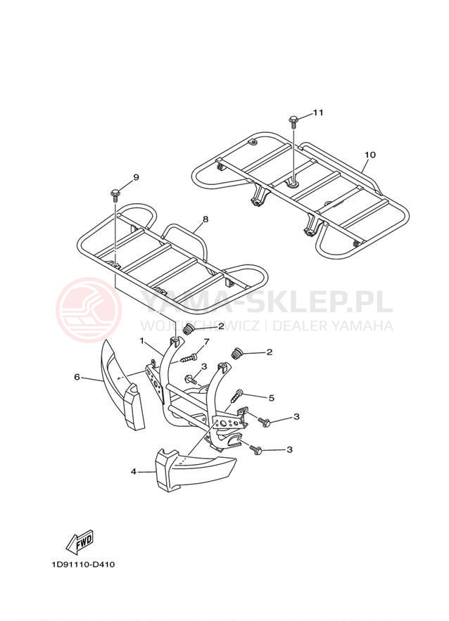 Schemat "osłona / stelaż" do Yamaha GRIZZLY 450 HUNTER YFM45FGHX