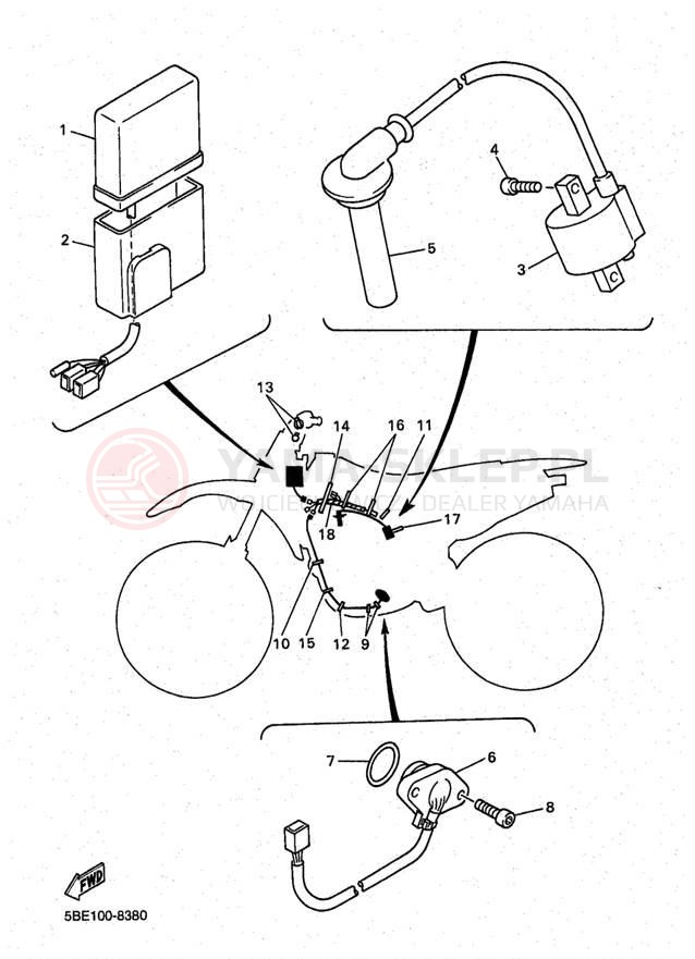Schemat "układ elektryczny" do Yamaha YZ400 YZ400FK