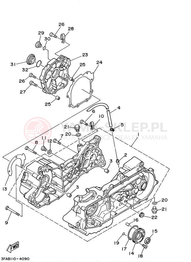 Schemat "Obudowa silnika" do Yamaha BREEZE YFA1P/YFA1PC