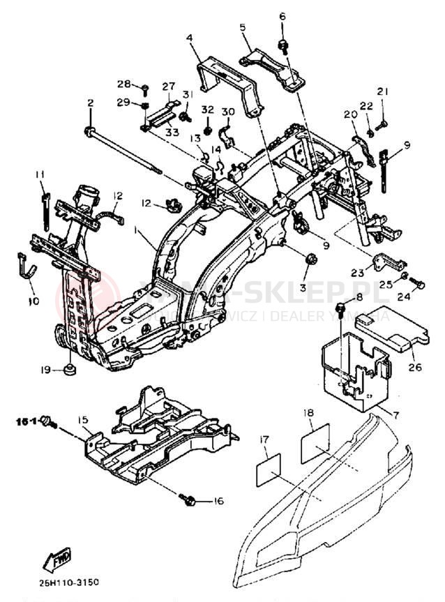 Schemat "rama" do Yamaha RIVA 180 XC180L/XC180LC