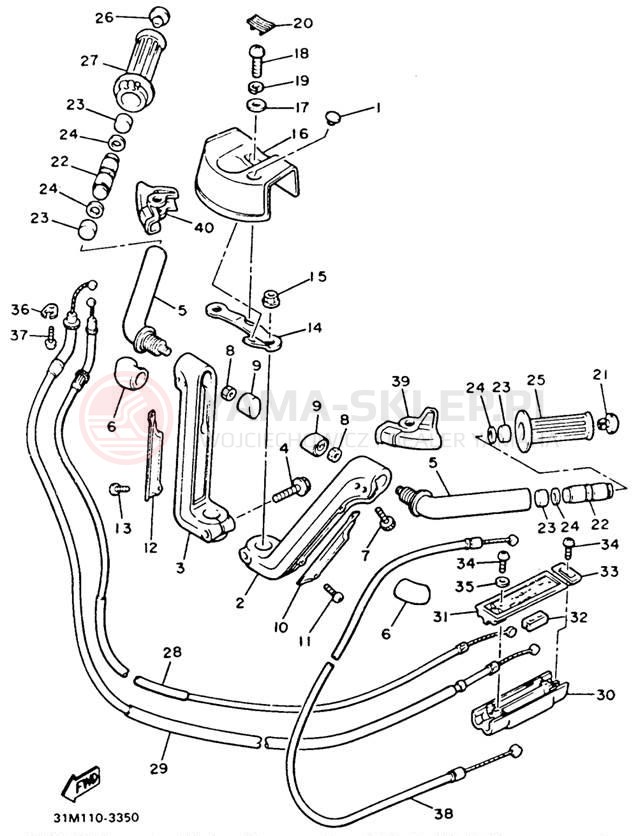 Schemat "Kierownica i osprzęt" do Yamaha XVZ12TDK