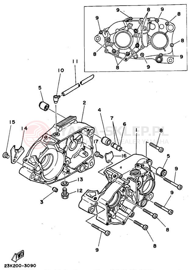 Schemat "Obudowa silnika" do Yamaha RT180B