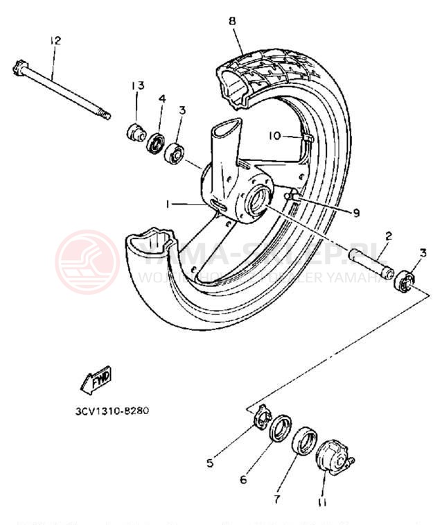 Schemat "Koło przód" do Yamaha FJ1200WC/FJ1200W