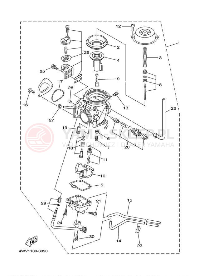 Schemat "Gaźnik" do Yamaha GRIZZLY YFM600FM/YFM600FMC