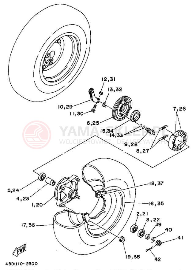 Schemat "Koło przód" do Yamaha TIMBERWOLF 2WD YFB250D_MN