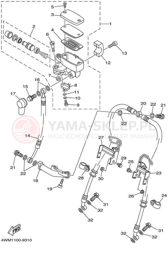 Schemat "Pompa hamulcowa przednia" do Yamaha ROAD STAR XV1600ALC/XV1600AL