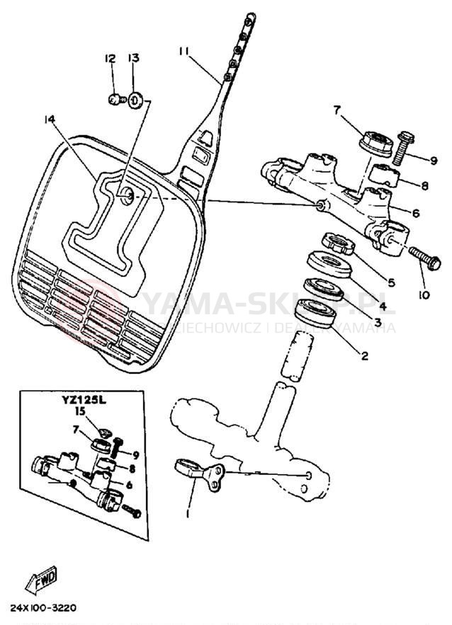 Schemat "Półki zawieszenia" do Yamaha YZ125K