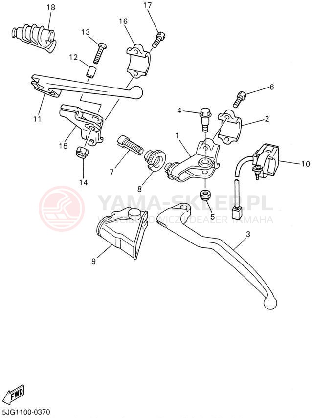 Schemat "Kierownica i osprzęt" do Yamaha YZ426 YZ426FN