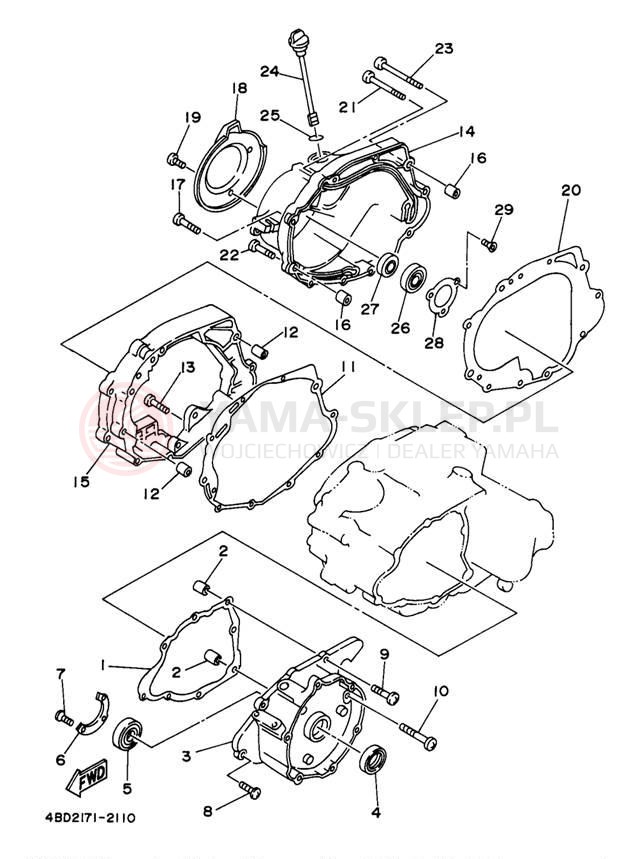Schemat "Pokrywa silnika" do Yamaha TIMBERWOLF 2WD YFB250UJ_M