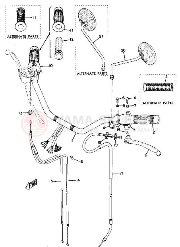 Schemat "Kierownica i osprzęt" do Yamaha TX750