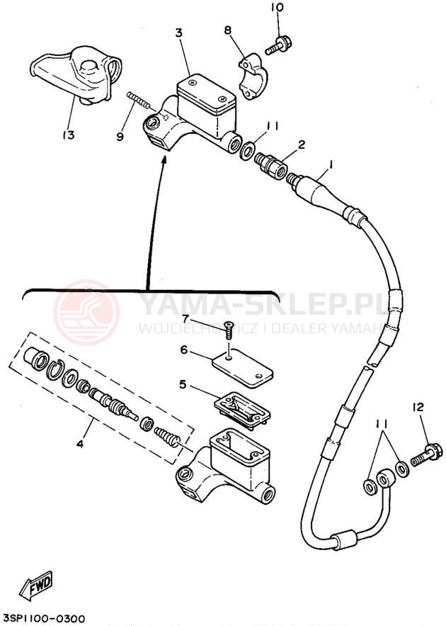 Schemat "Pompa hamulcowa przednia" do Yamaha WR250ZG