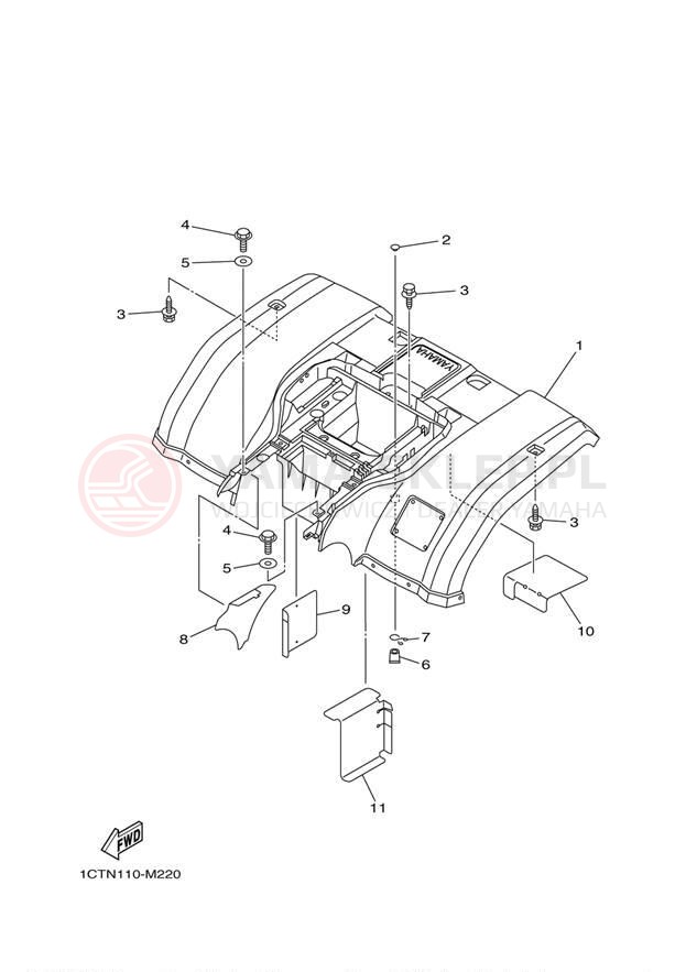 Schemat "Tylny błotnik" do Yamaha GRIZZLY 450 EPS 4WD YFM45FGPDL