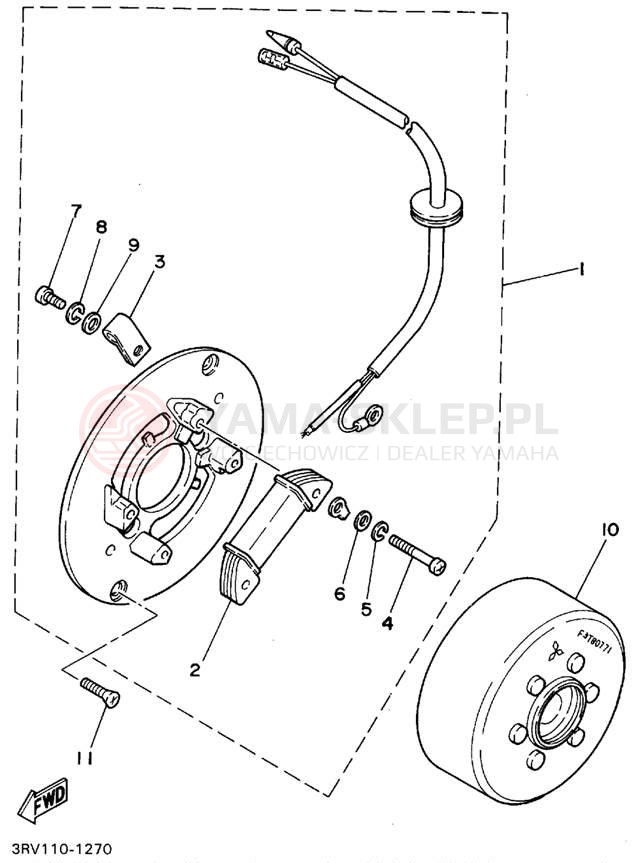 Schemat "prądnica" do Yamaha Y-ZINGER PW80G