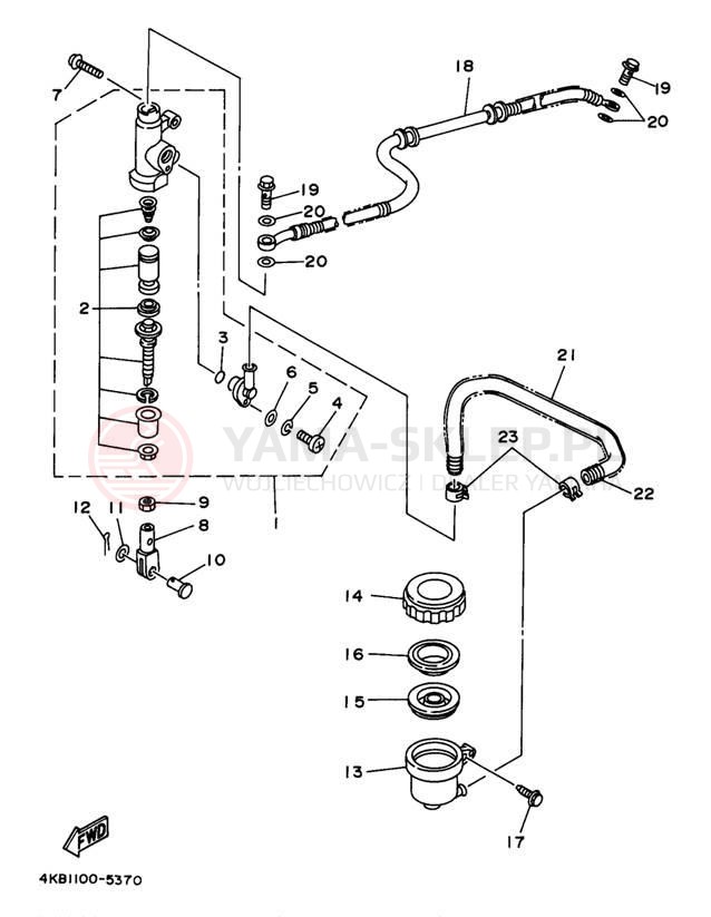 Schemat "Pompa hamulcowa tył" do Yamaha WOLVERINE YFM35FXK