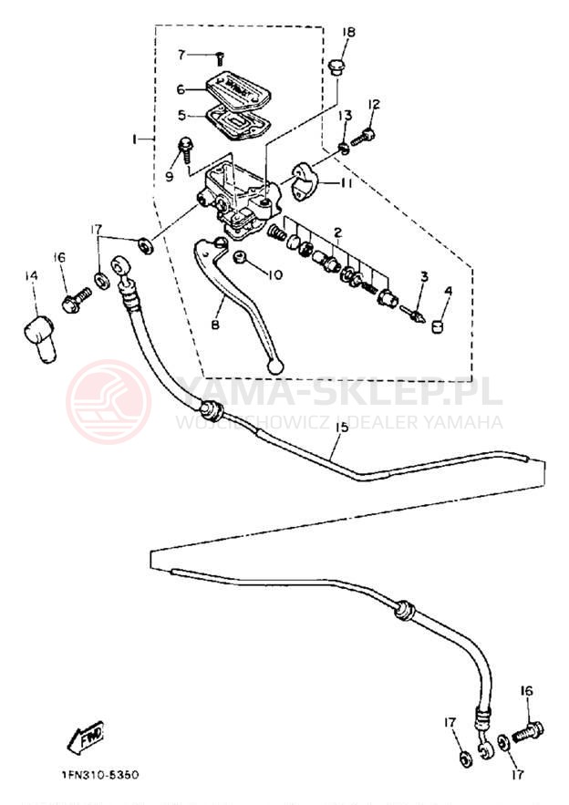 Schemat "Pompa hamulcowa przednia" do Yamaha FZ750SC/FZ750S