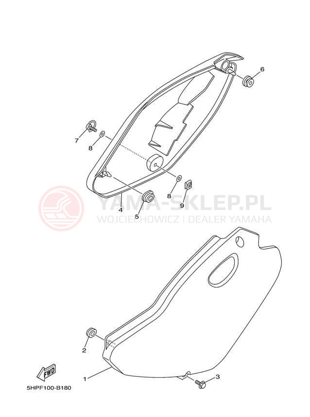 Schemat "Pokrywa boczna" do Yamaha TT-R125 TTR125S/TTR125LS