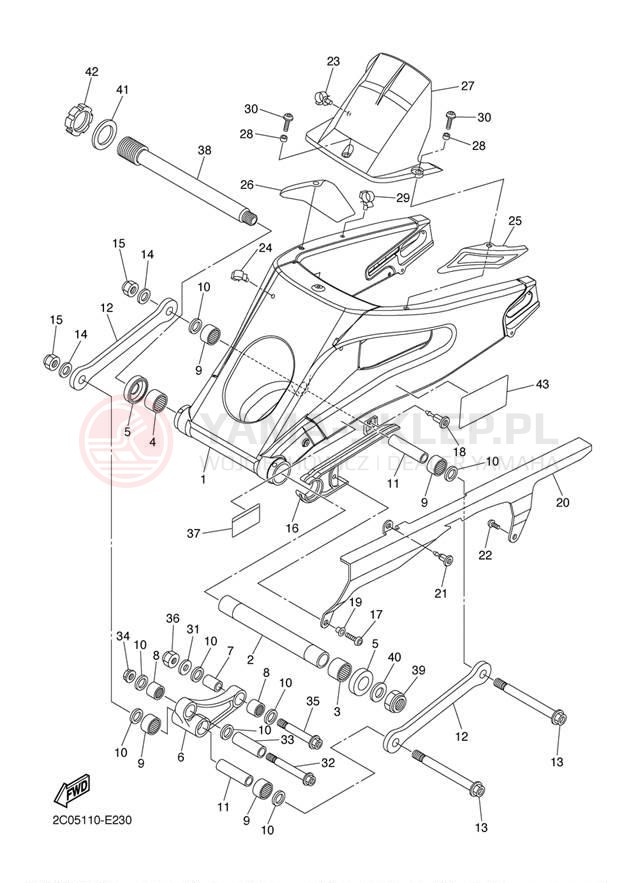 Schemat "wahacz" do Yamaha R6 CA YZFR6WC/YZFR6W