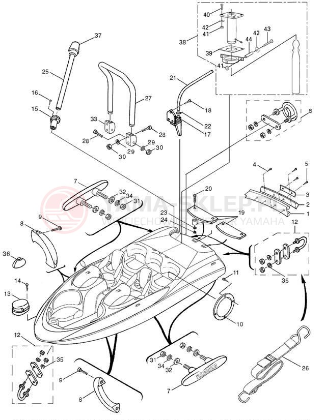 Schemat "HULL DECK FITTINGS" do Yamaha LX2000 LST1200AA