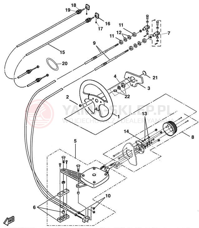 Schemat "Kierownica i osprzęt" do Yamaha XR1800 XRT1200Z