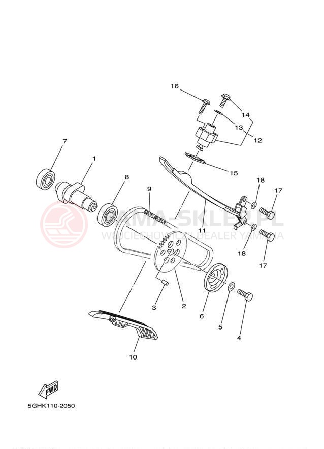 Schemat "Rozrząd - łańcuszek" do Yamaha KODIAK 400 4WD YFM4FAV