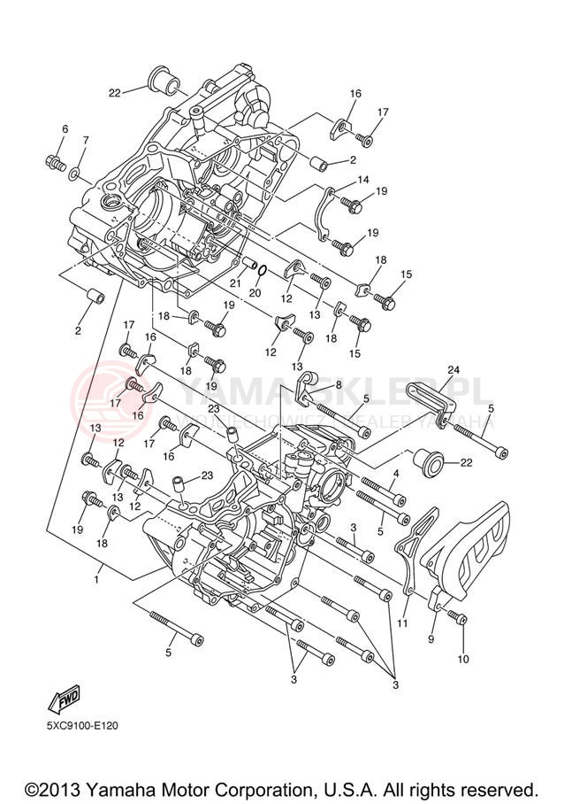 Schemat "Obudowa silnika" do Yamaha YZ250F YZ250FXL/YZ250FXW