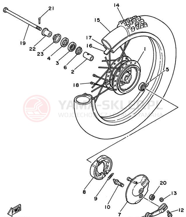 Schemat "Koło przód" do Yamaha PW80 PW80L1