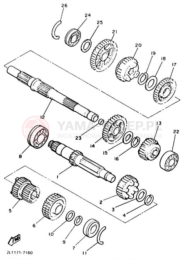 Schemat "Skrzynia biegów " do Yamaha V-MAX 1200 VMX12E/VMX12EC