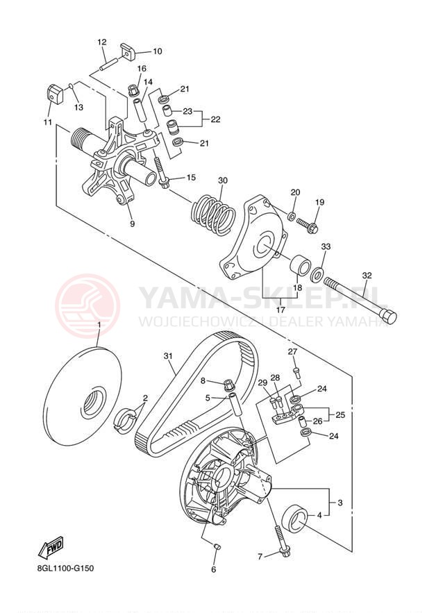 Schemat "PRIMARY SHEAVE" do Yamaha FX NYTRO XTX FX10XTBL/FX10XTBB