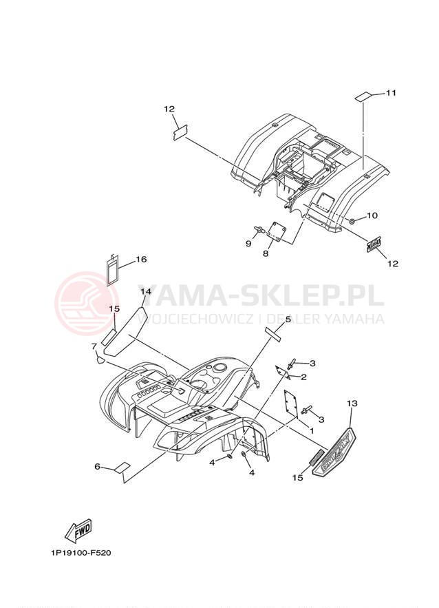 Schemat "naklejki" do Yamaha GRIZZLY 400 HUNTER YFM4FGHW