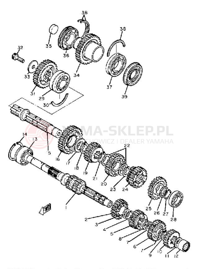 Schemat "Skrzynia biegów " do Yamaha XS850LG