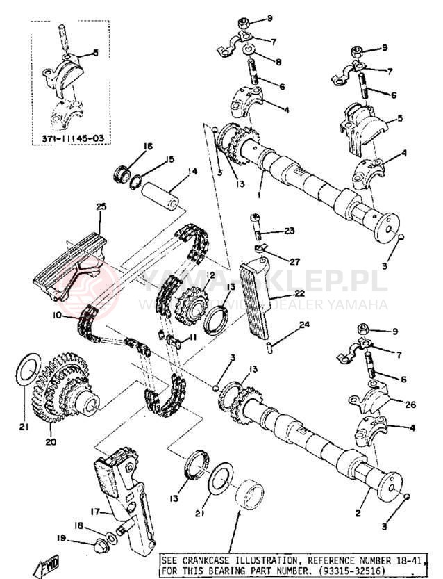 Schemat "Rozrząd - napinacz" do Yamaha TX500